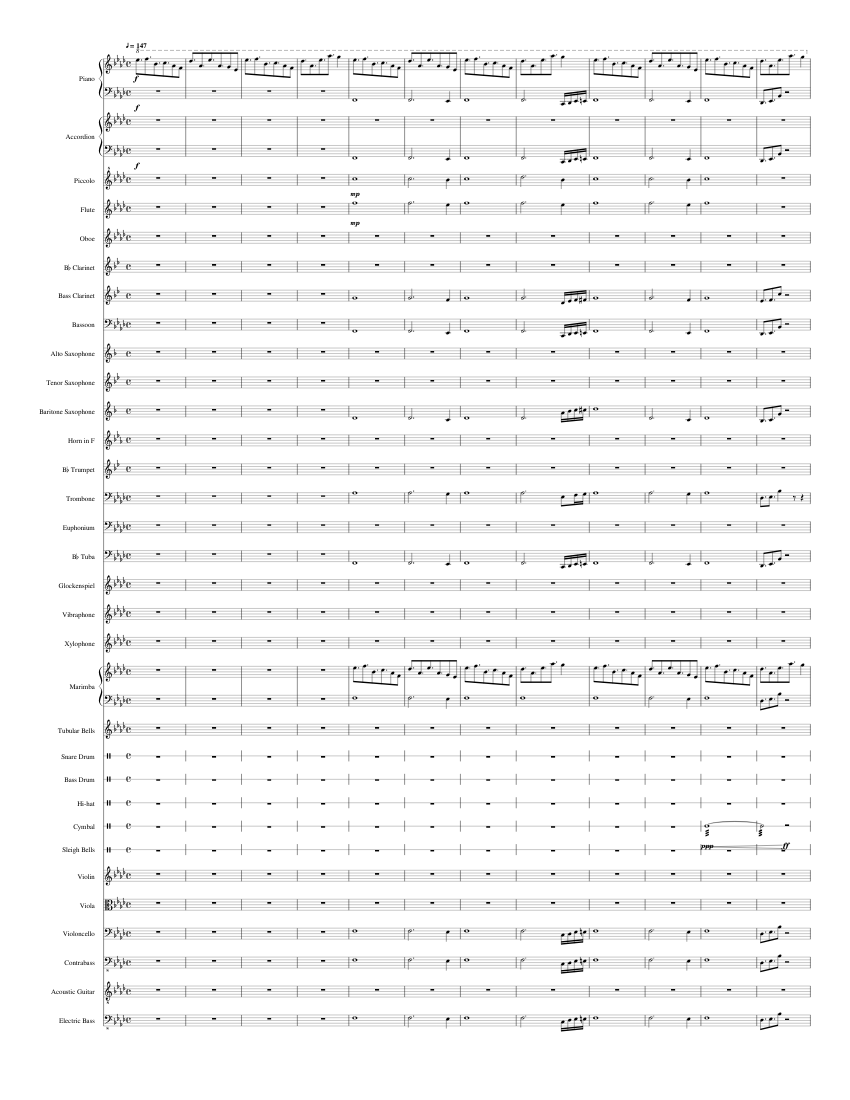Battle Against A True Hero Undertale Ost 98 Sheet Music For Piano Trumpet In B Flat Violin Trombone More Instruments Mixed Ensemble Musescore Com