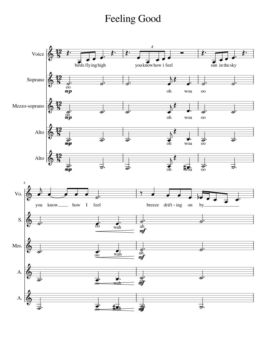 Feeling Good Sheet music for Soprano, Alto, Vocals, Mezzo soprano