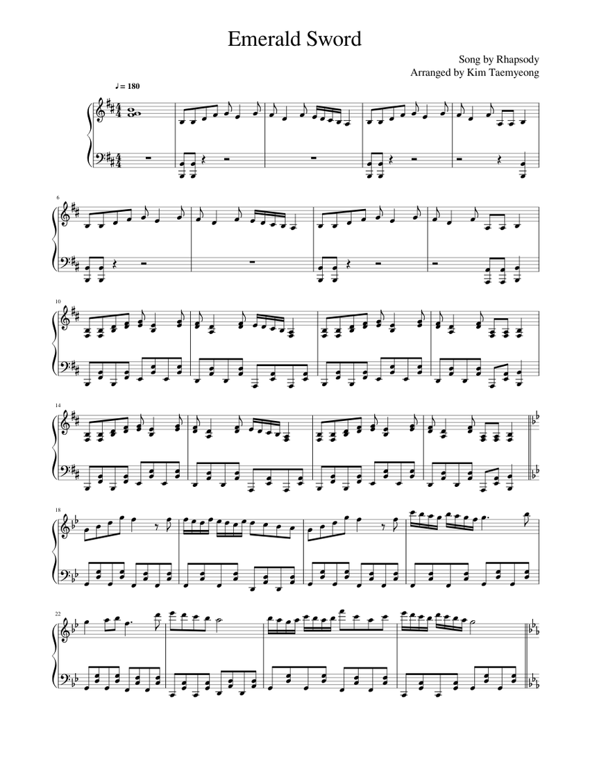 Emerald Sword Sheet music for Piano (Solo) | Musescore.com