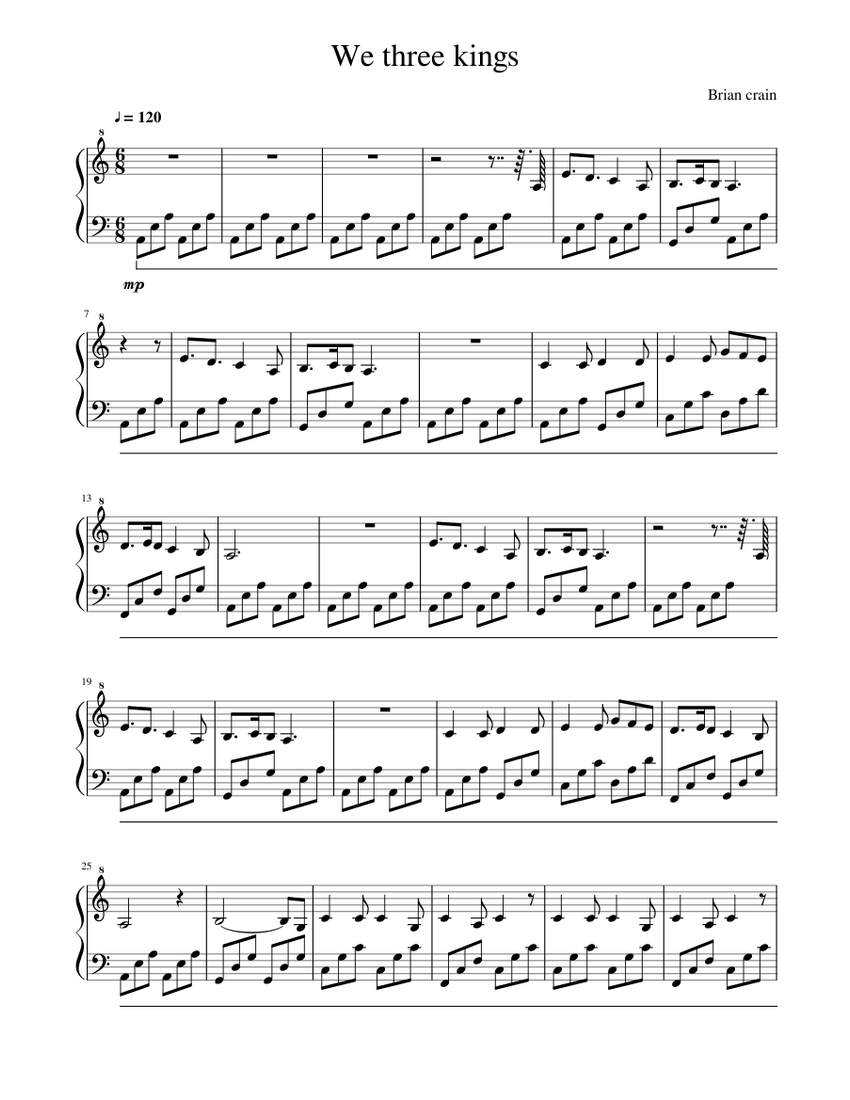 We three kings Sheet music for Piano (Solo) | Musescore.com