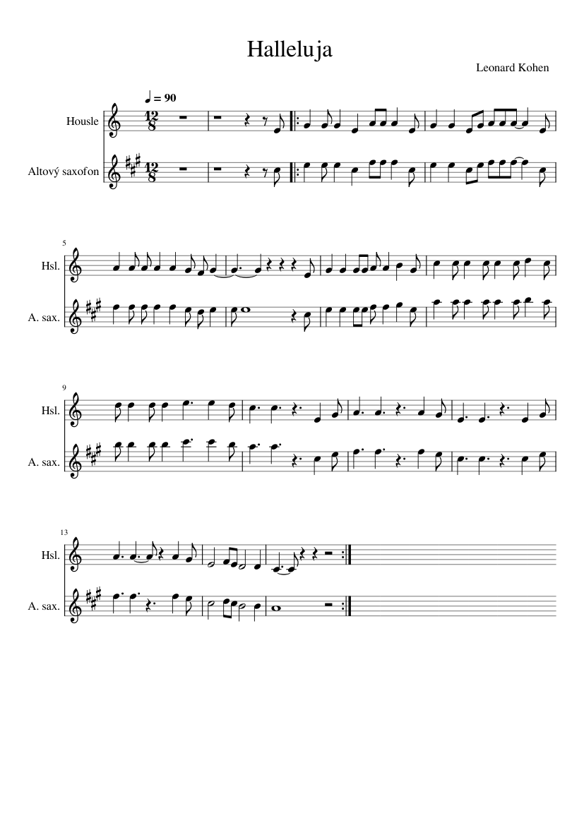 Halleluja Sheet music for Saxophone alto, Violin (Mixed Duet