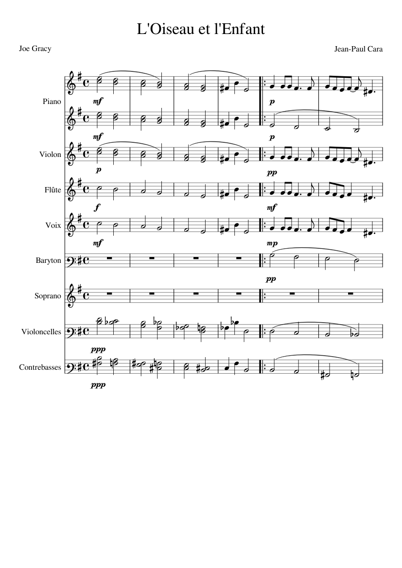 L'Oiseau et l'Enfant Sheet music for Piano, Soprano, Vocals, Baritone &  more instruments (Mixed Ensemble) | Musescore.com