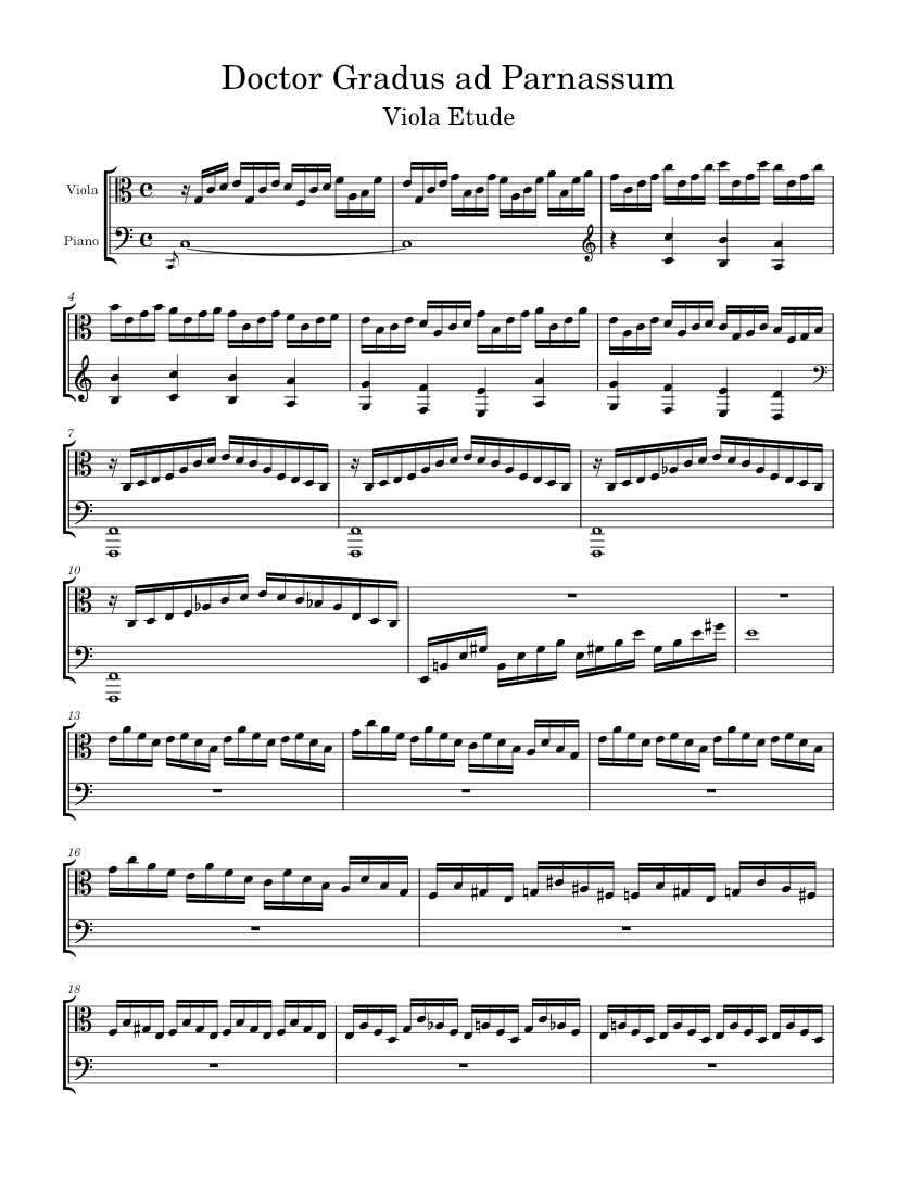 Doctor Gradus ad Parnassum Viola Etude Sheet music for Piano, Viola (Solo)  | Musescore.com