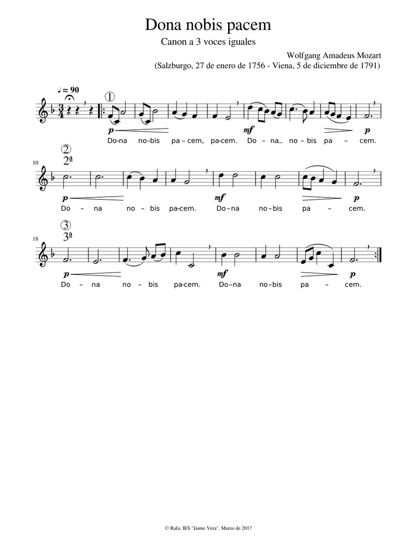 Dona Nobis Pacem Sheet Music For Piano (Solo) | Musescore.com