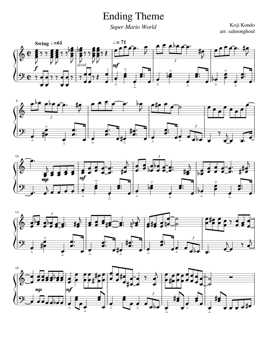 Ending Theme - Super Mario World Sheet music for Piano (Solo) |  Musescore.com