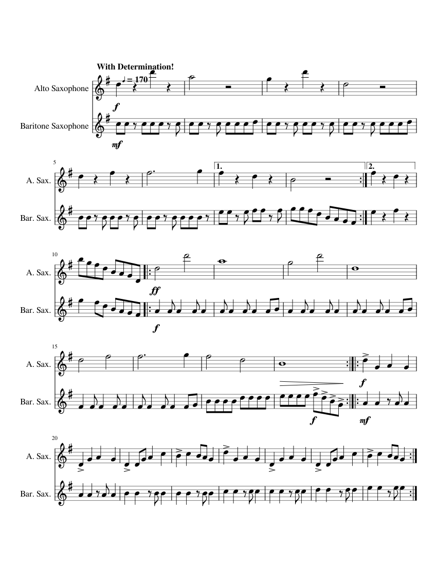 Hopes and Dreams Sheet music for Saxophone alto, Saxophone baritone ...