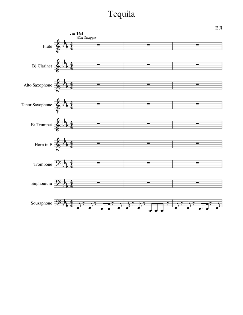 Tequila Marching Band Sheet music for Trombone, Euphonium, Flute