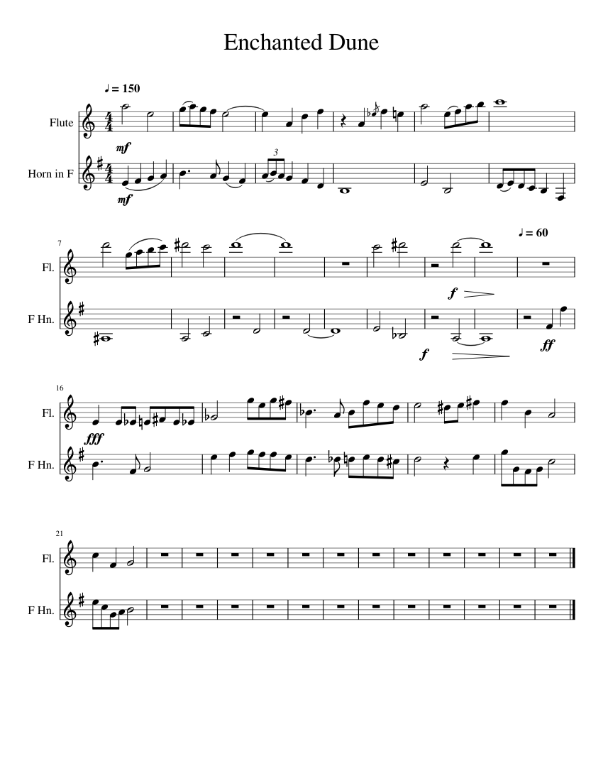 Enchanted Dune Sheet music for Flute, French horn (Mixed Duet