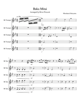 馬鹿みたい Baka Mitai – Mitsuharu Fukuyama, WITH UTAU AND LIVE VOCALS!, Sheet  music for Piano (Solo) Easy