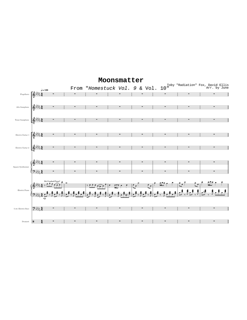 Moonsmatter Sheet Music For Piano Flugelhorn Saxophone Alto Saxophone Tenor And More 