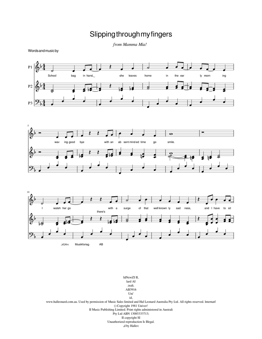 Slipping through my fingers Sheet music for Piano (Mixed Trio) |  Musescore.com