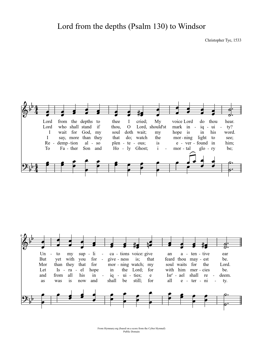 Lord from the depths (Psalm 130) to Windsor