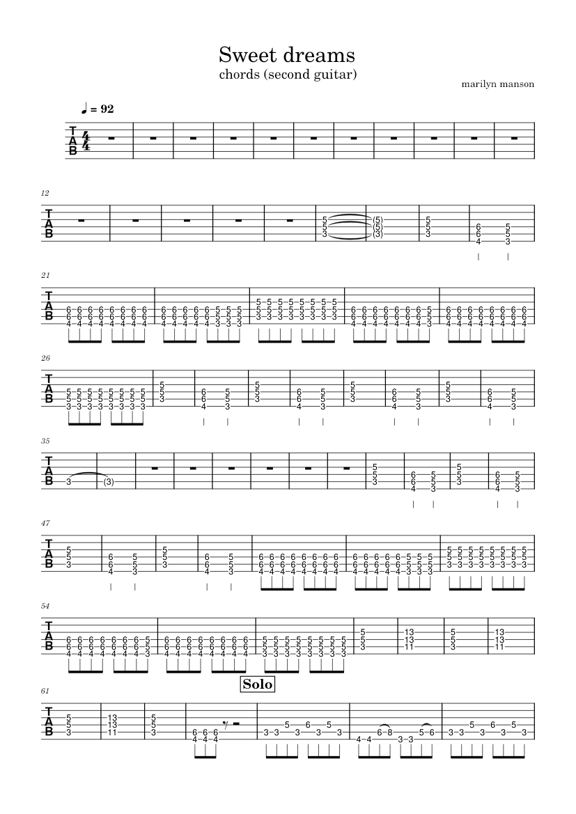 Sweet dreams – Marilyn Manson - piano tutorial