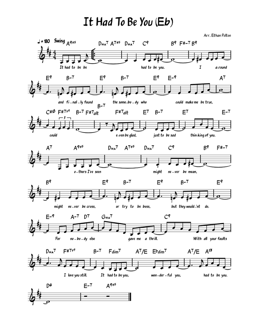 It Had To Be You – Isham Jones Sheet music for Saxophone alto (Jazz ...
