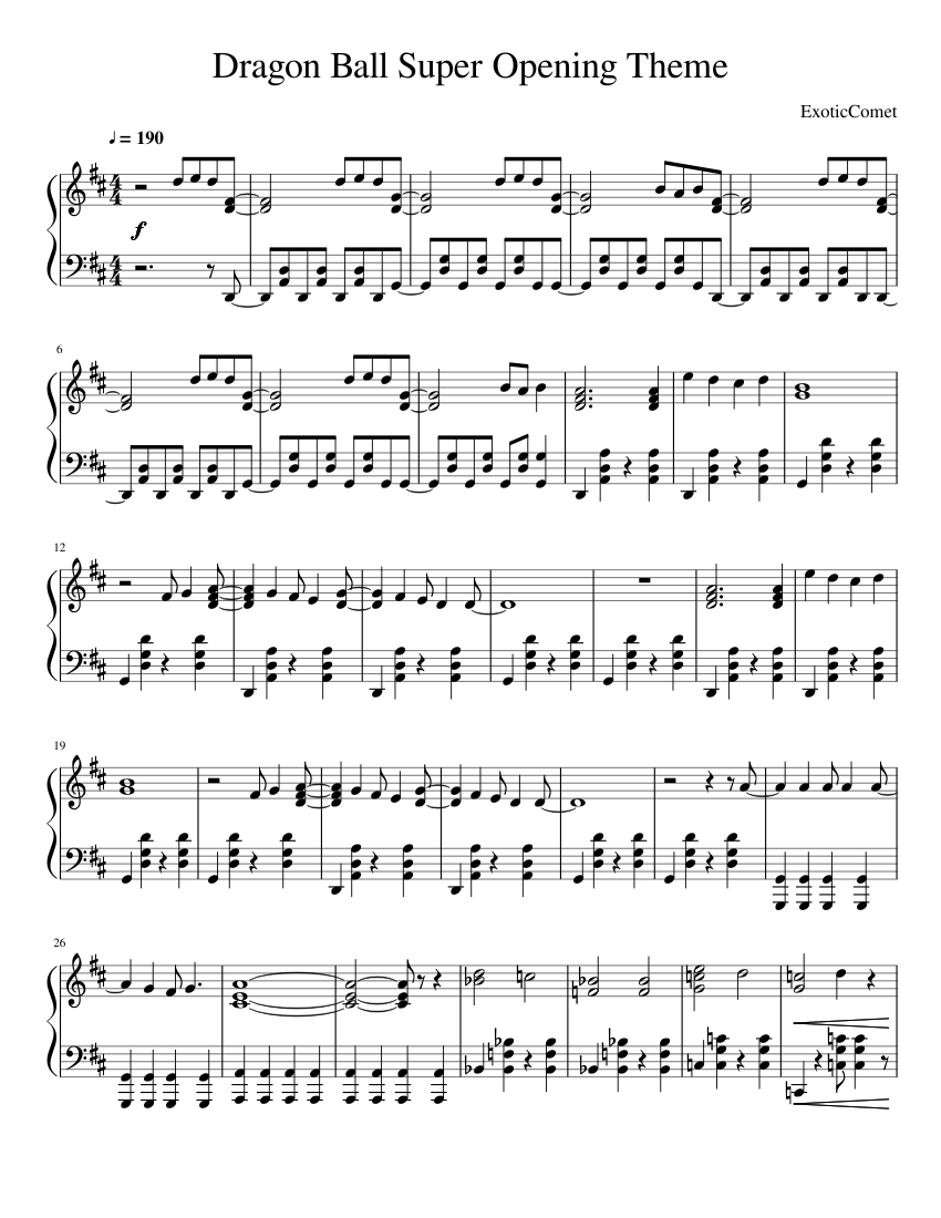Dragon Ball Super Opening Theme 1 Sheet music for Piano (Solo) |  Musescore.com