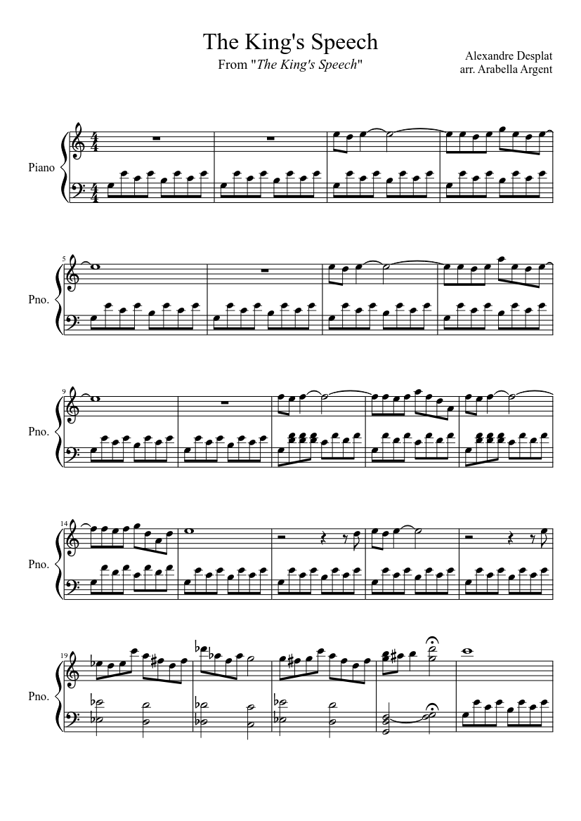 The King's Speech Sheet music for Piano (Solo) | Musescore.com