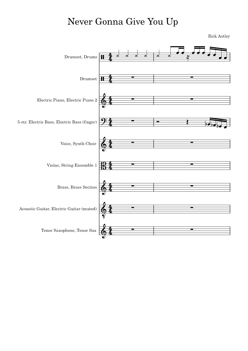 Never Gonna Give You Up – Rick Astley Sheet music for Piano, Vocals ...