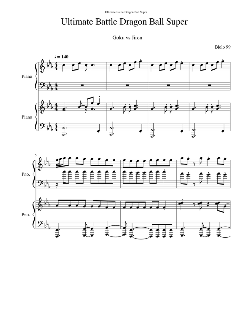 Ultimate Battle Dragon Ball Super Sheet music for Piano (Piano Duo) |  Musescore.com