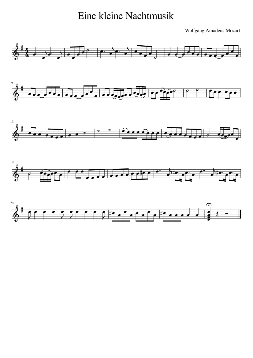 Eine kleine Nachtmusik, K.525 – Wolfgang Amadeus Mozart Sheet music for ...