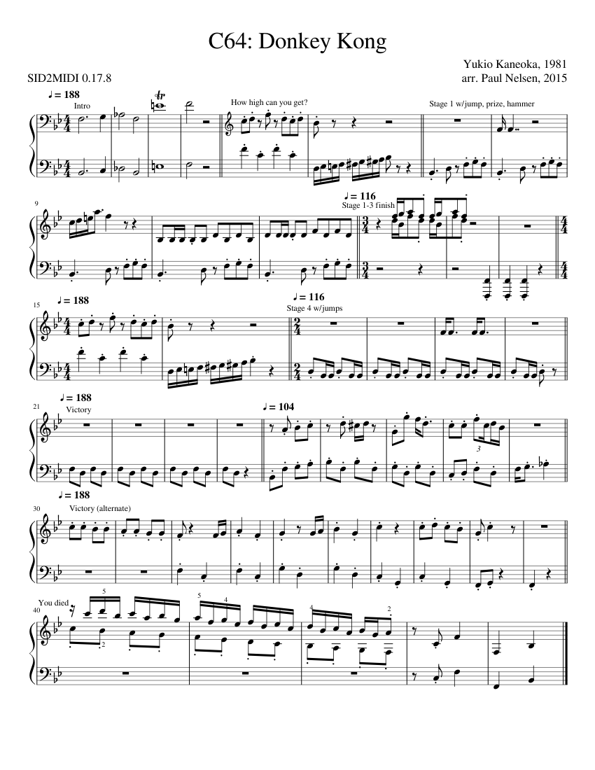 ドンキーコング 楽譜 ピアノ (ソロ) easy | MuseScore.com