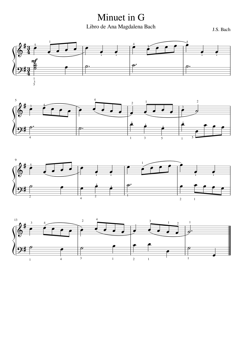 Minuet in G major BWV Anh.114