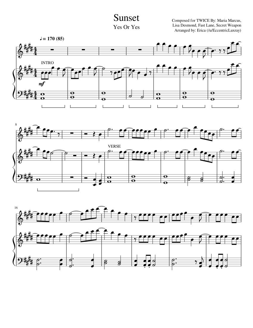 Sunset Sheet music for Piano, Vocals (Solo) | Musescore.com