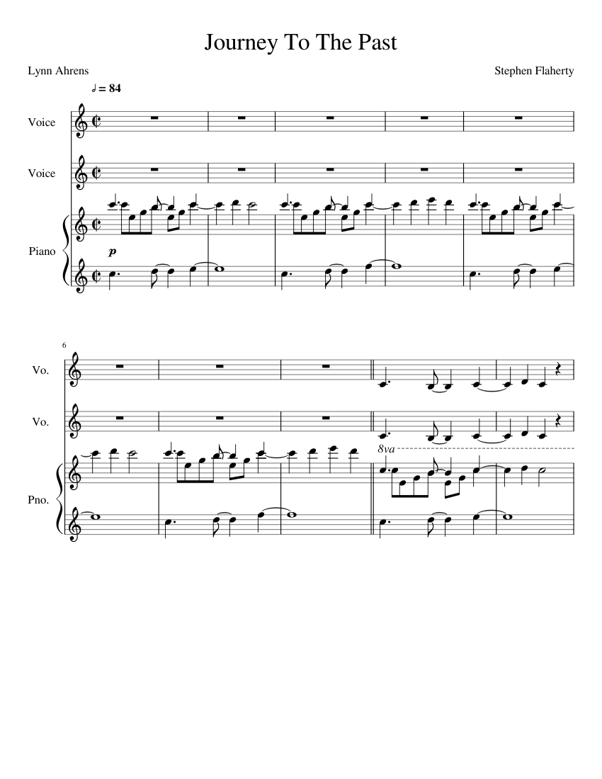 Journey To The Past Sheet music for Piano, Vocals (Mixed Trio ...