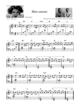 Free Hier Encore by Charles Aznavour sheet music | Download PDF or print on  Musescore.com