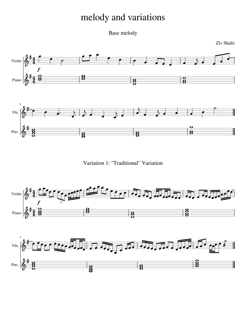 melody and variations - piano tutorial