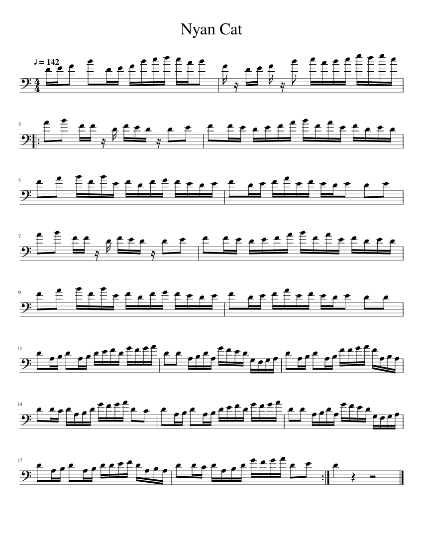 Nyan Cat Trombone Sheet music for Trombone (Solo) | Musescore.com