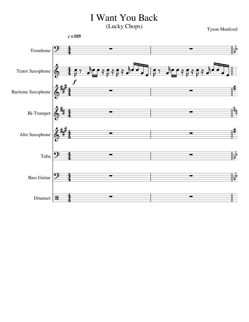 I Want You Back (Lucky Chops) Sheet music for Trombone, Tuba, Saxophone