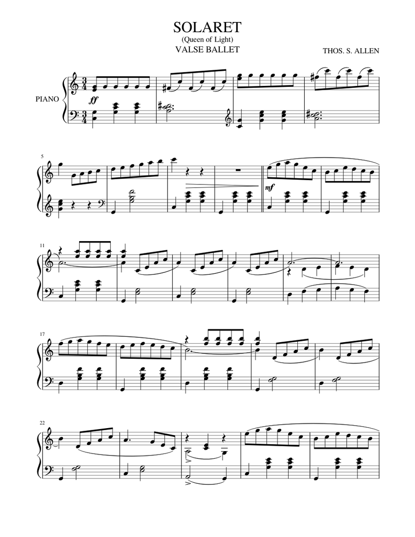 Solaret Solaret (1912) Sheet music for Piano (Solo) | Musescore.com