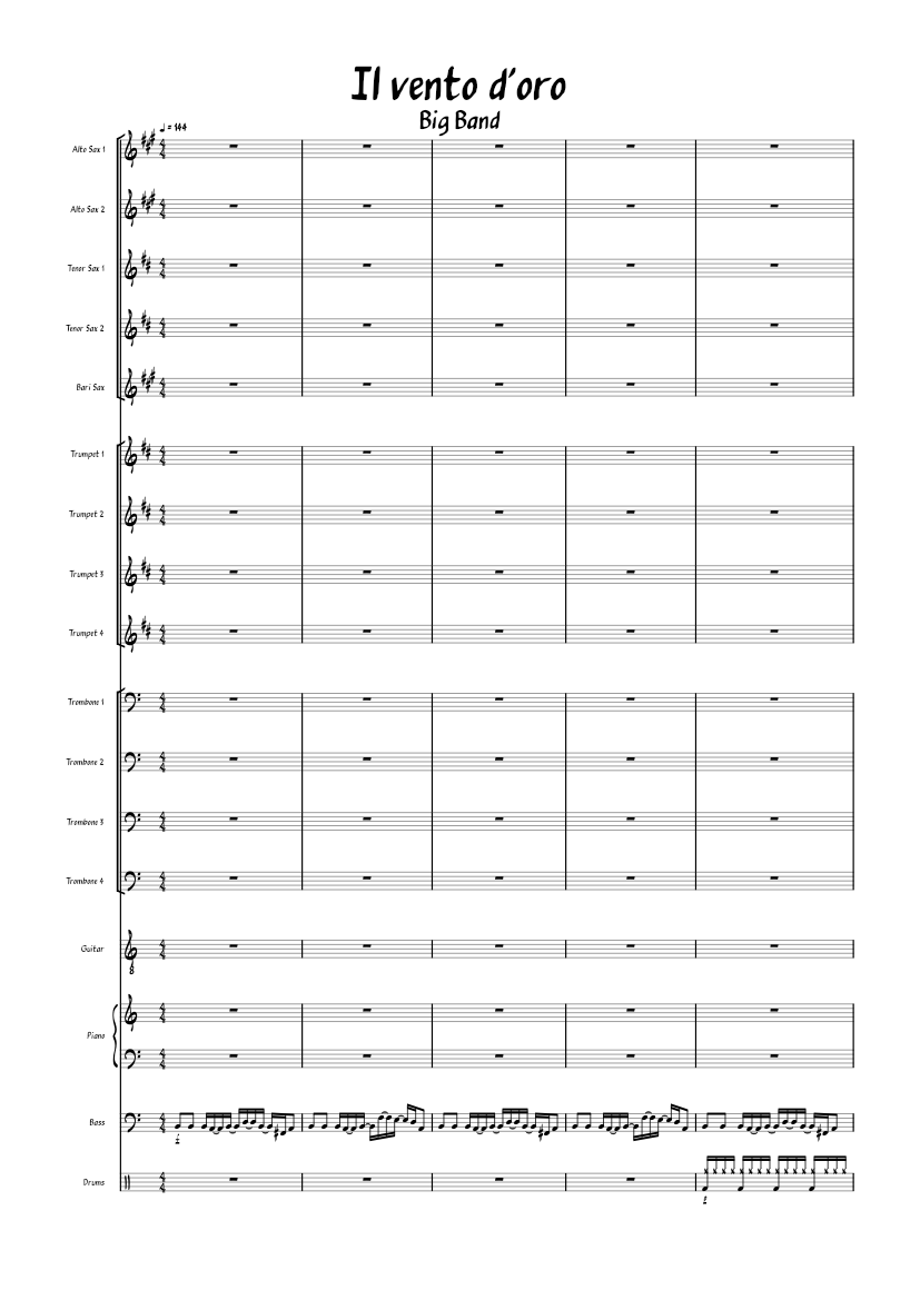 Il Vento d'Oro, Unfinished Sheet music for Piano, Trombone, Saxophone