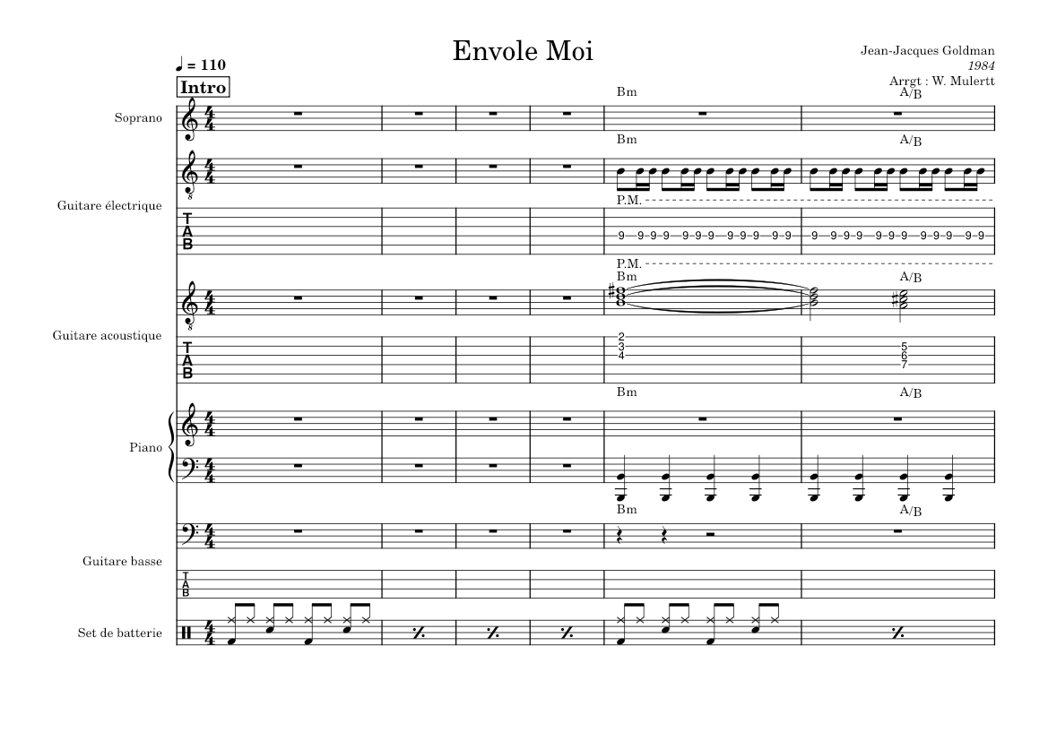 Envolemoi JeanJacques Goldman Sheet music for Piano, Guitar, Bass