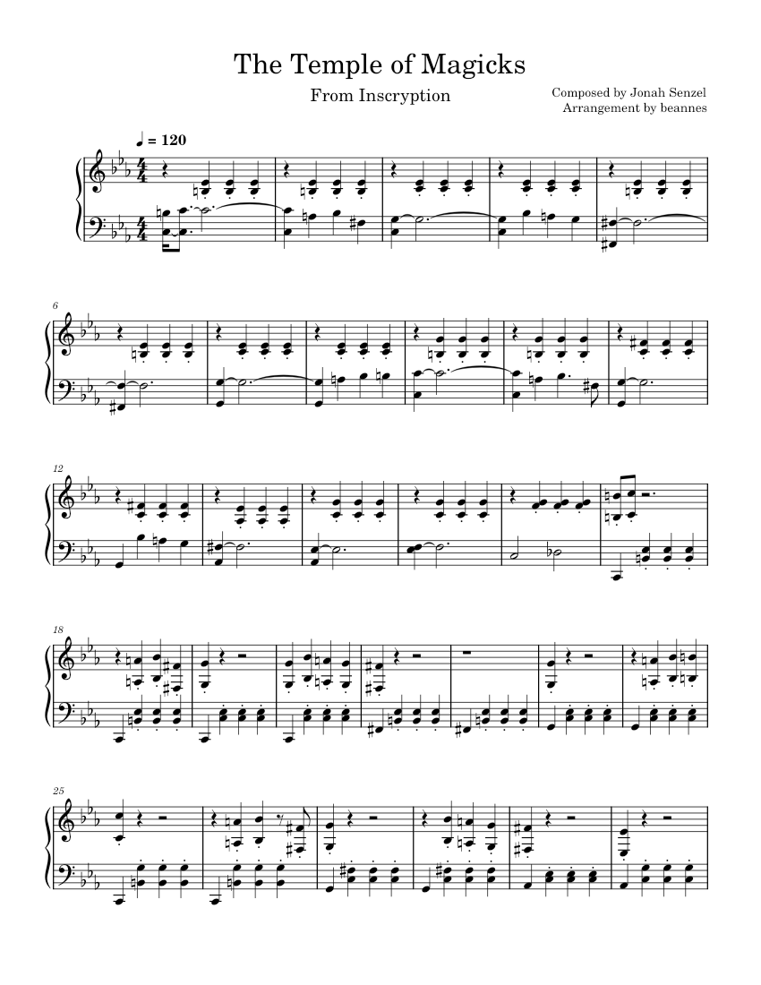 Inscryption Soundtrack Inscryption - Temple of Magicks – Jonah Senzel Sheet music for Piano ...