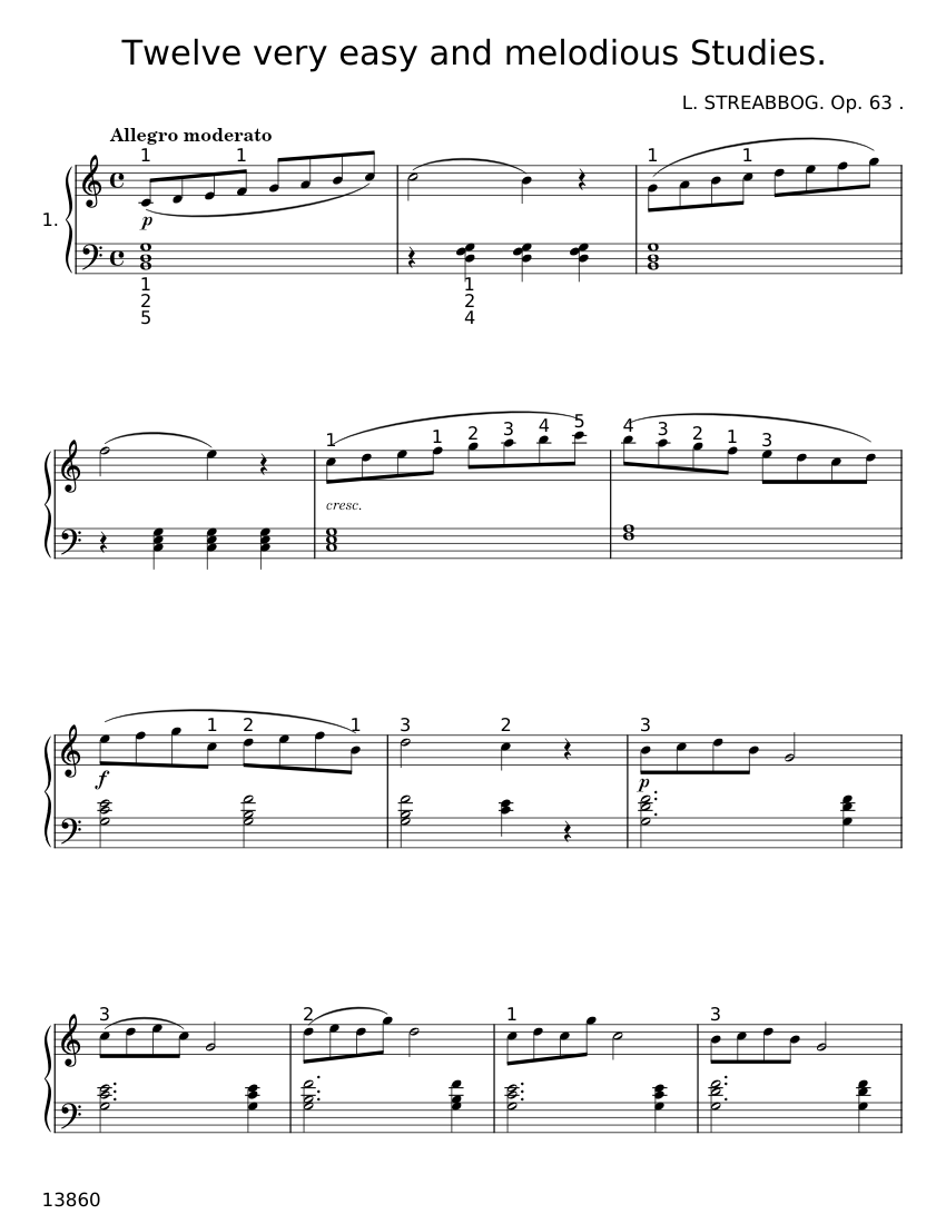 Twelve very easy and melodious Studies – L. STREABBOG Sheet music for ...