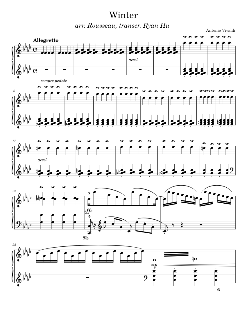 Winter - Vivaldi – Antonio Vivaldi Sheet music for Piano (Solo) |  Musescore.com