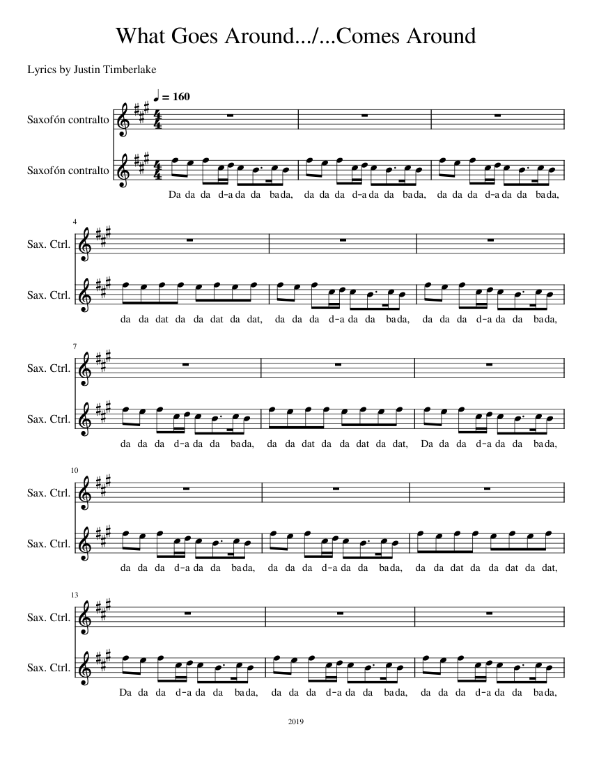 What Goes Around Comes Around by Justin Timberlake Saxo Sheet music for  Saxophone alto (Woodwind Duet) | Musescore.com