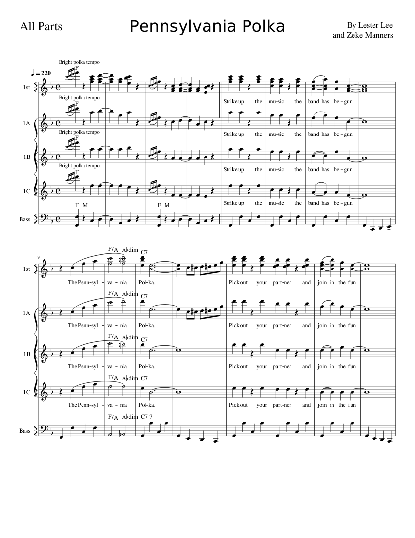 Pennsylvania Polka Sheet music for Accordion (Piano Quartet
