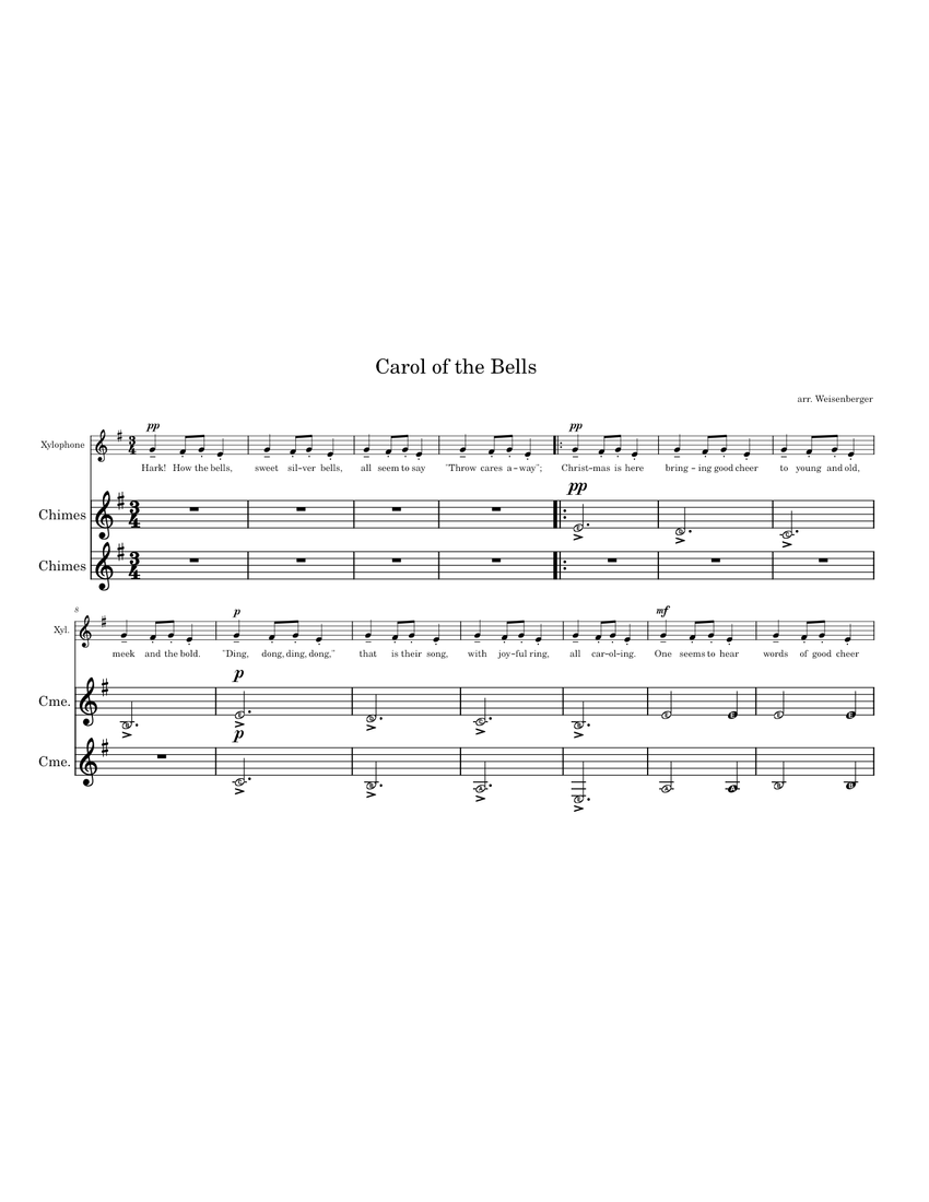Carol of the Bells – Mykola Leontovych Carol of the Bells Sheet music ...