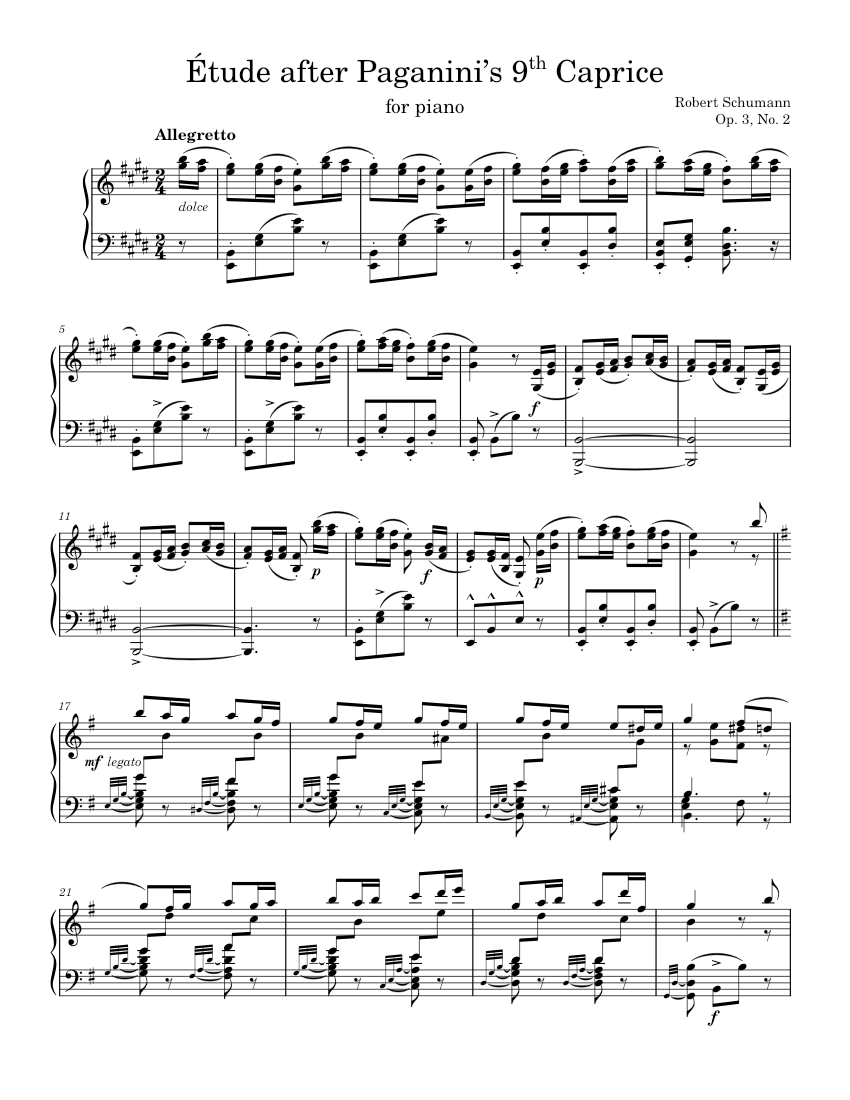 Étude after Paganini's 9th Caprice - R. Schumann, Op. 3, No. 2 Sheet music  for Piano (Solo) | Download and print in PDF or MIDI free sheet music for  Etudes after Paganini