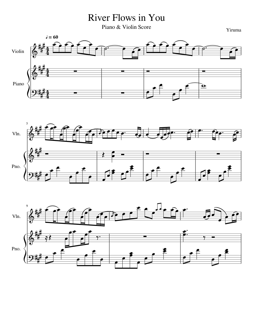 River Flows In You Score With Violin Piano Part Sheet Music For Piano Violin Solo Musescore Com