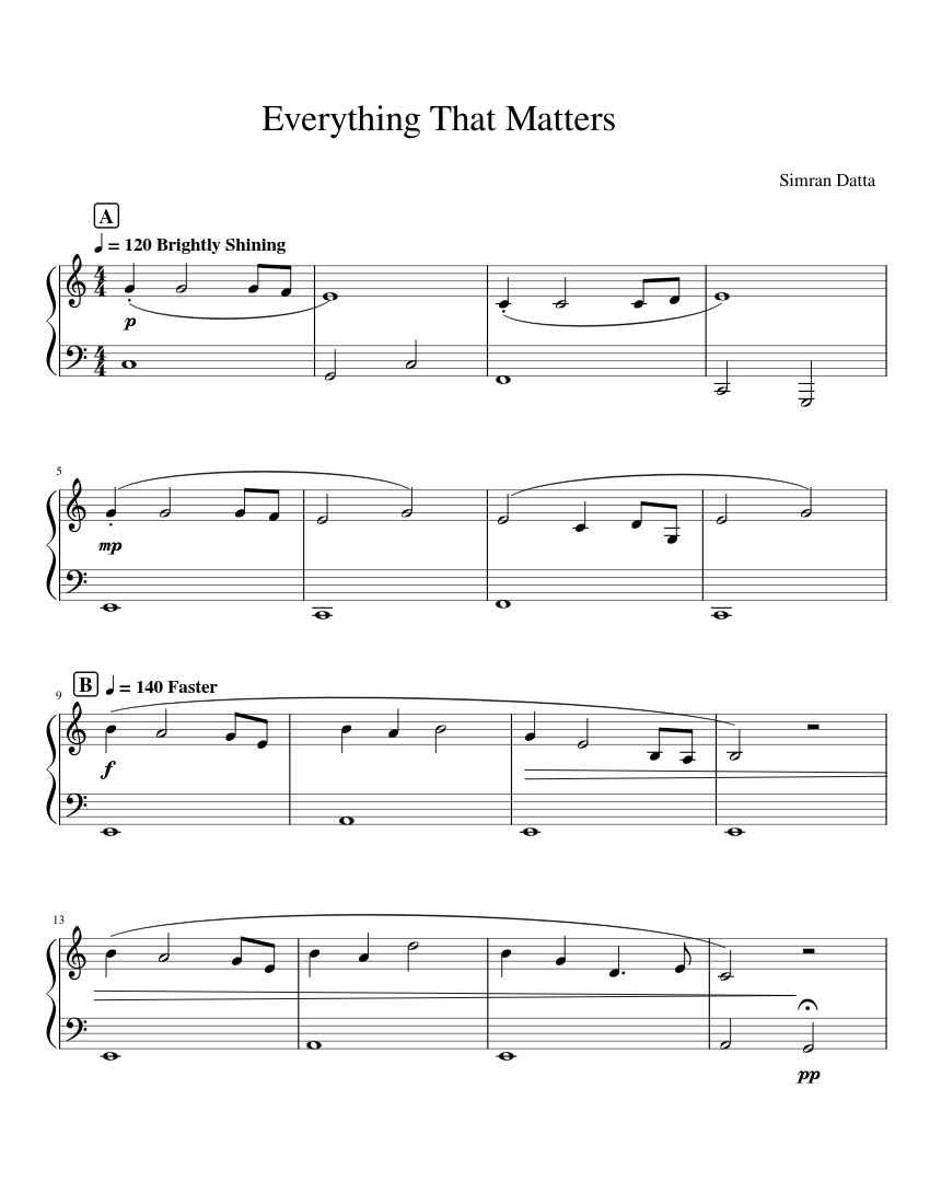 Everything That Matters Sheet music for Piano (Solo) Easy | Musescore.com