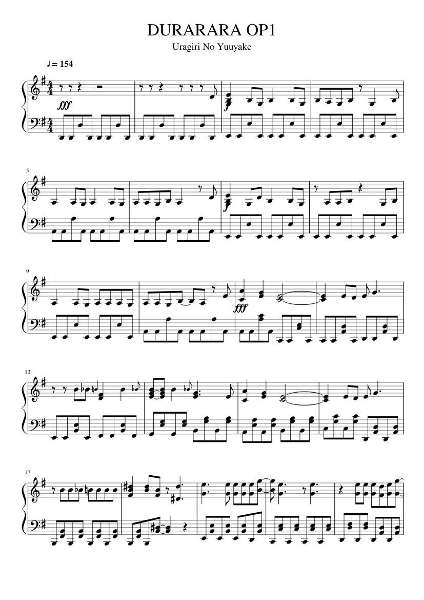 Durarara Op 1 Sheet Music For Piano Solo Musescore Com