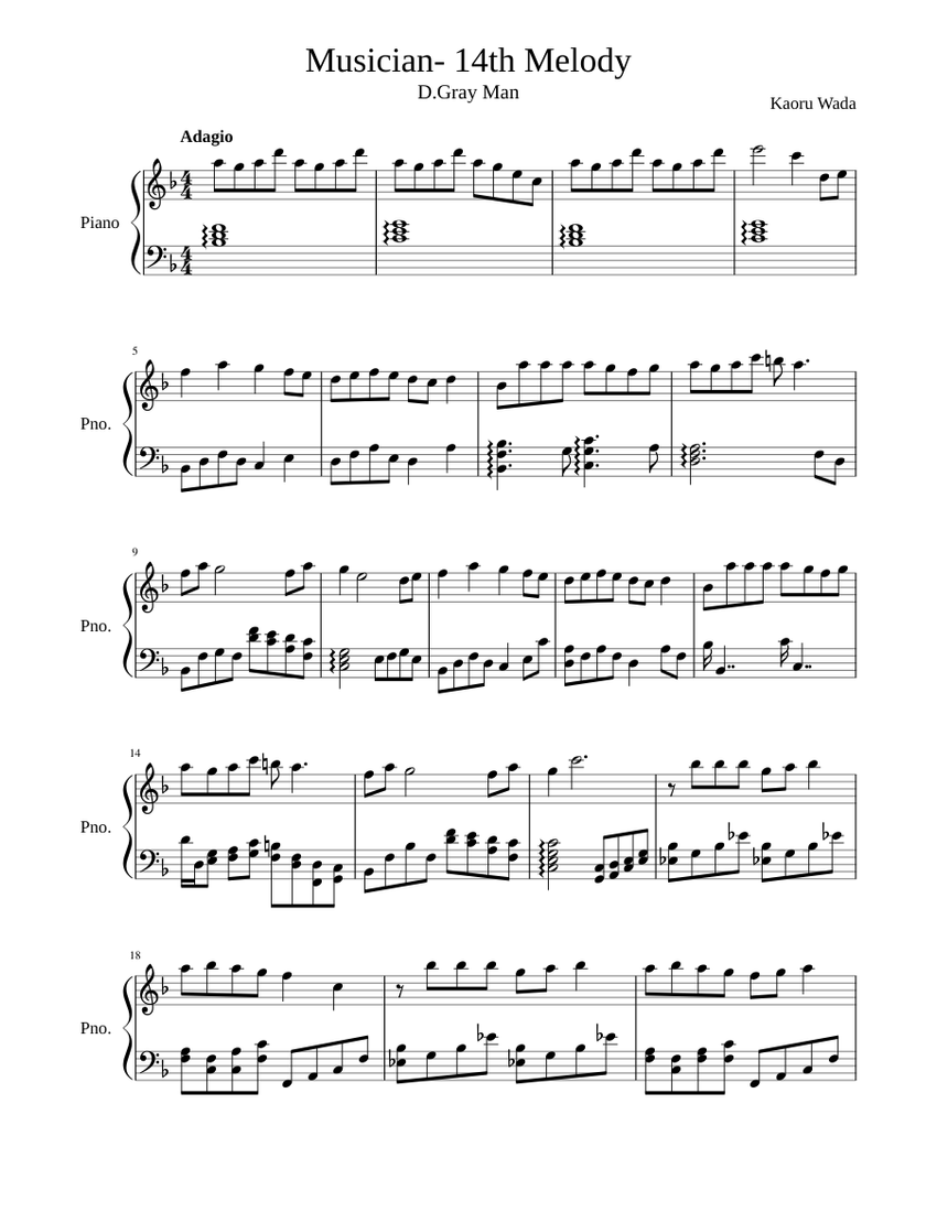 14th Melody Sheet Music For Piano Solo Musescore Com