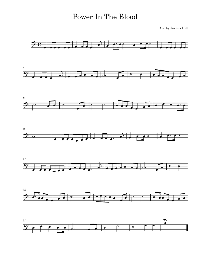 Power In The Blood Sheet music for Cello (Solo) | Musescore.com