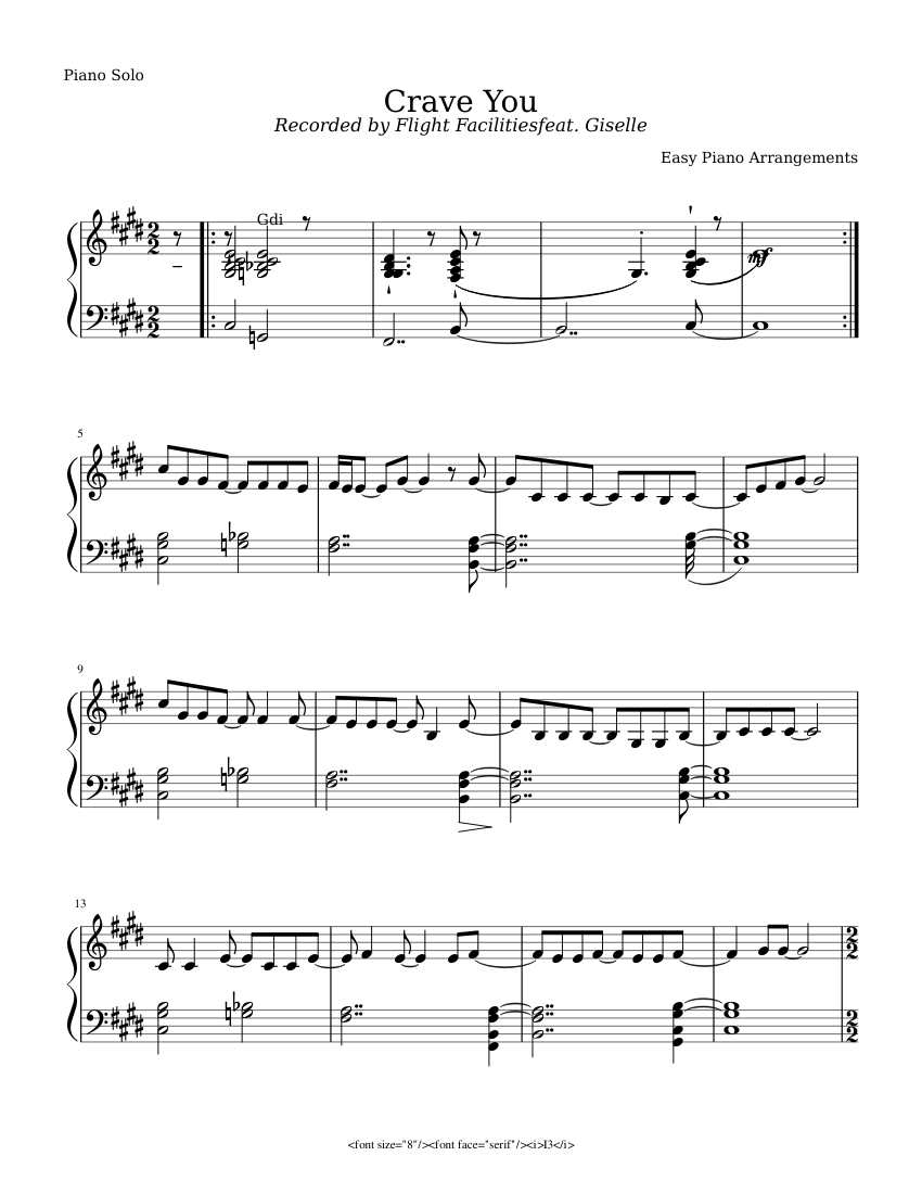 Crave You Flight Facilities Piano Tutorial They stare at me while i crave you. musescore com