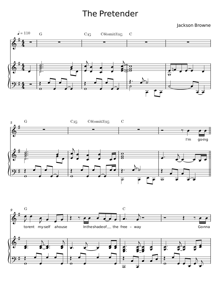 The pretender Jackson Browne Sheet Music with Chords for Piano