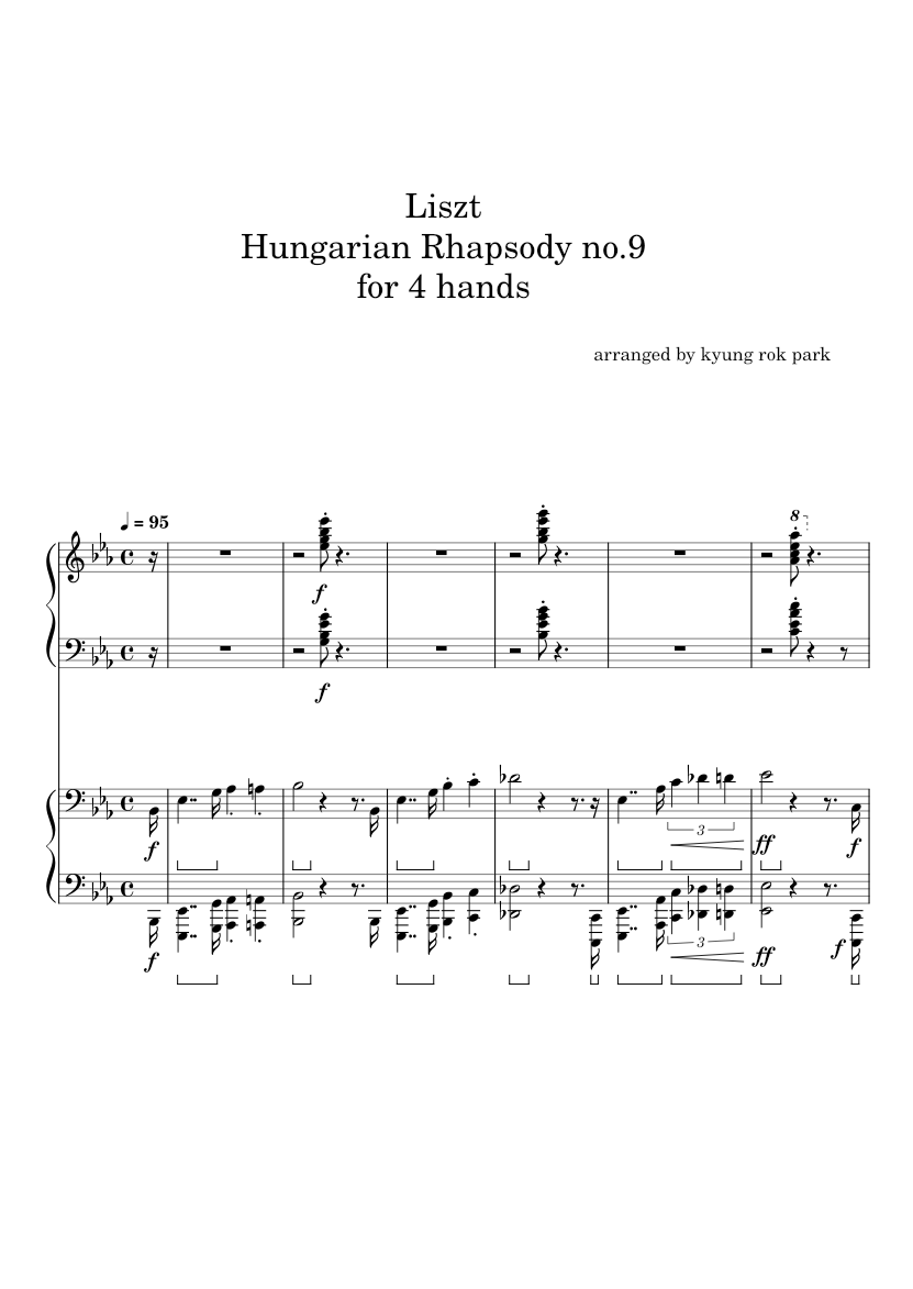 Liszt Hungarian Rhapsody no.9 for 4 hands Sheet music for Piano (Piano Four  Hand) | Musescore.com