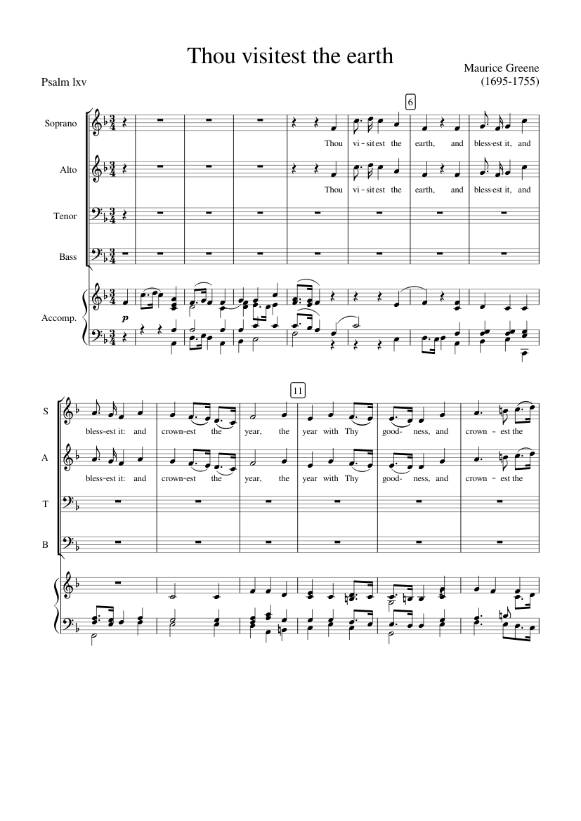 Thou visitest the earth - Maurice Greene